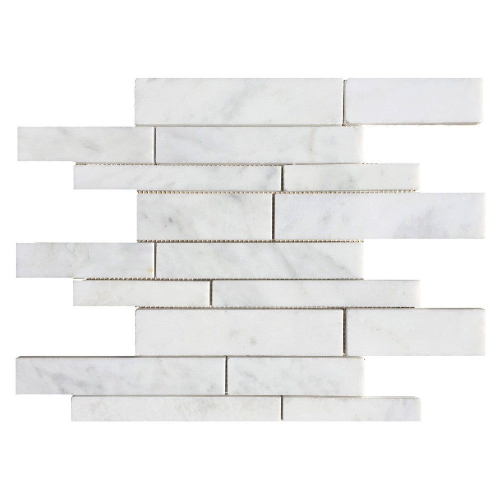 carrara white polished marble mosaics random SKU-20012469 top view of random stones