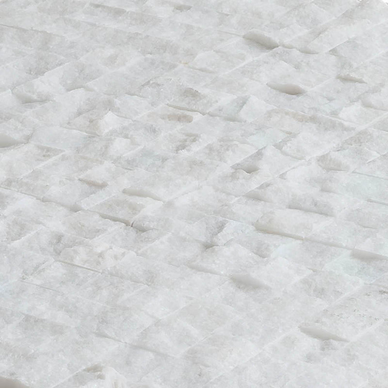 carrara white splitface marble mosaics 2x2 SKU-20012358 close view