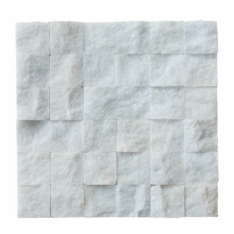 carrara white splitface marble mosaics 2x2 SKU-20012358 top view of product