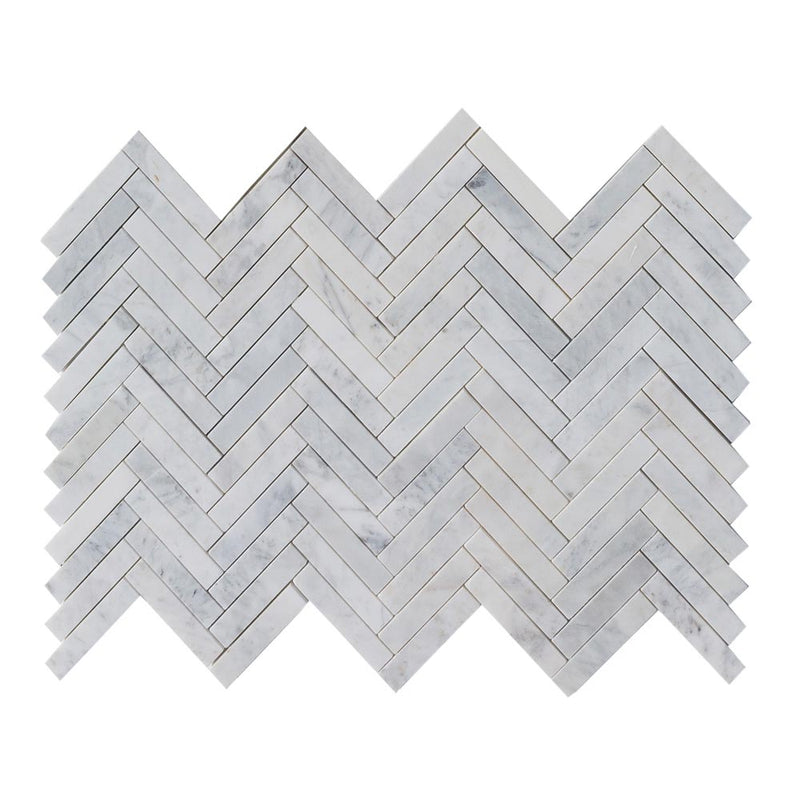 carrara white marble mosaic 1.25x6 herringbone SKU-20012341 multi view of product