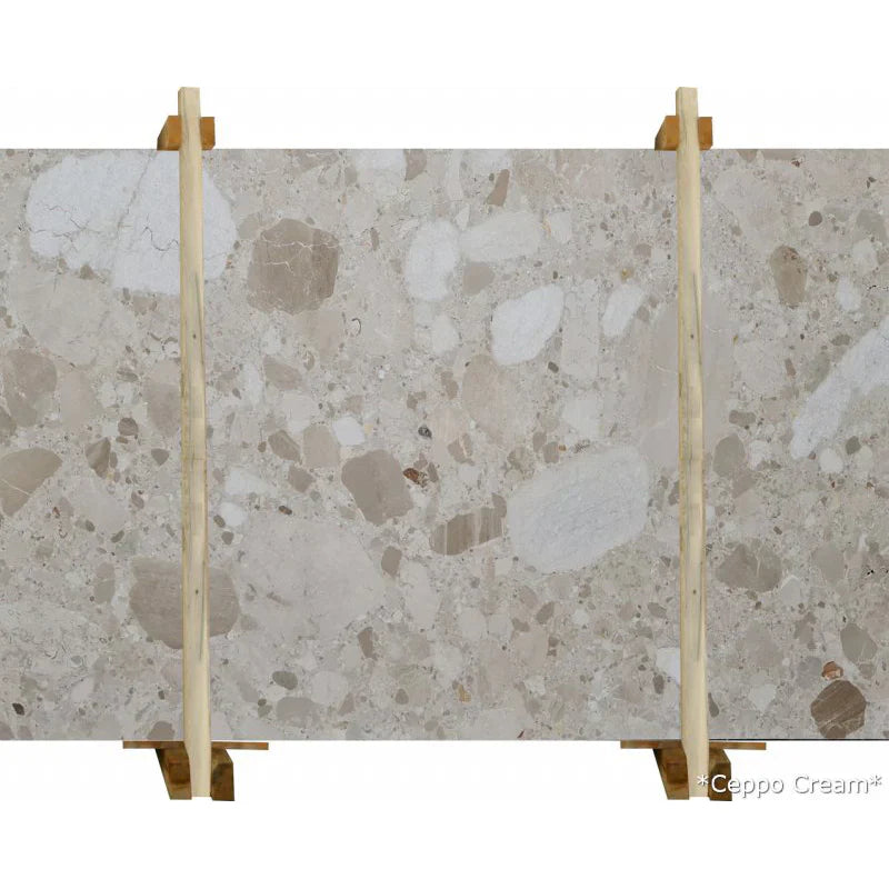 Ceppo Cream Conglomerate Bookmatching Marble Slab
