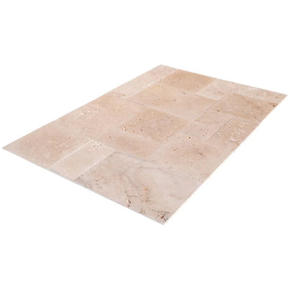 Classic Beige Light Travertine Tiles Antique Pattern Tumbled