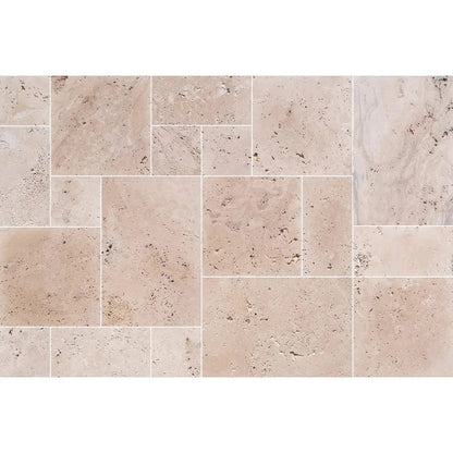 Classic Beige Light Travertine Tiles Antique Pattern Tumbled