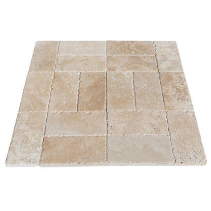 classic light Beige travertine pavers surface honed size6"x12"-thickness-1 1/4"-edge-chiseled-SKU-20020078