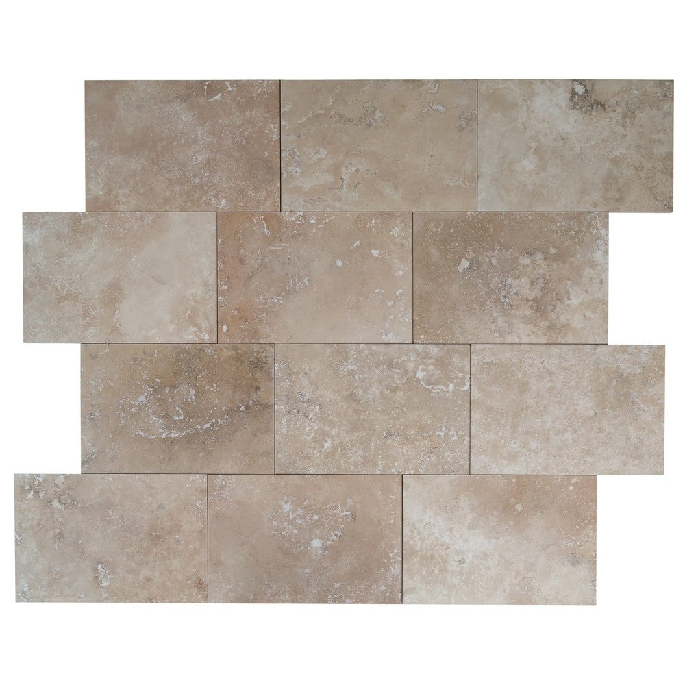 classic rustic beige travertine tile straight honed filled 16x24 SKU-10106303 multi top view