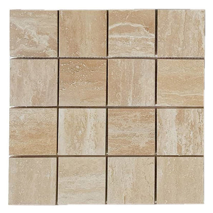 classic travertine vein cut mosaic tiles honed straight 3x3 SKU-20020082 mesh view of product