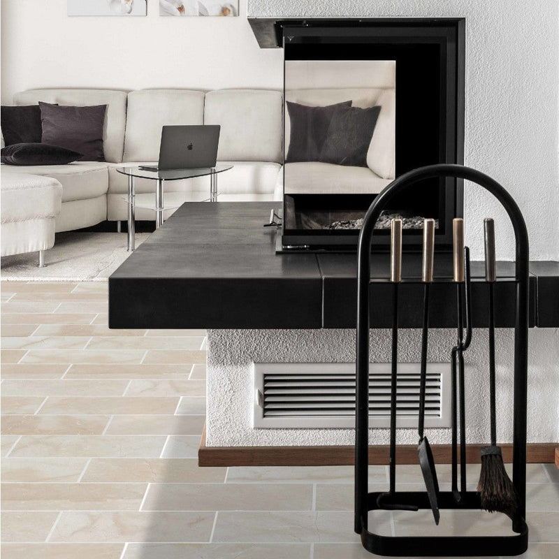colossae cream marble tiles 36x36 honed SKU-20012398 installed on living room flooring