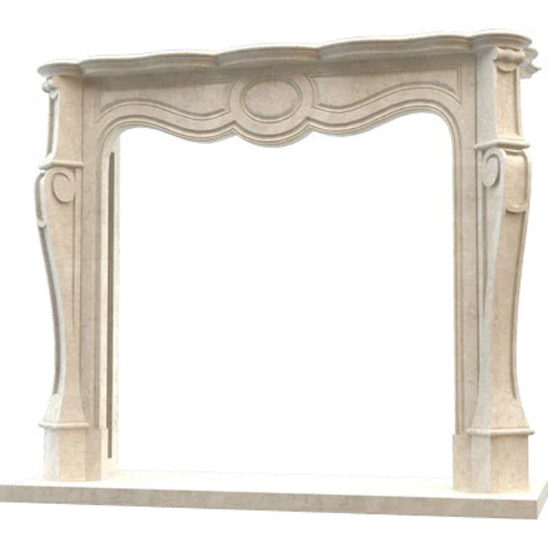 Crema Marfil Marble French Villa Style Hand-carved Fireplace Surround