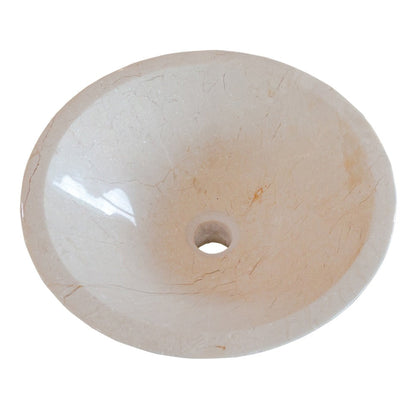 crema marfil marble natural stone tapered sink high gloss polished SKU NTRVS37 Size (D)16" (H)6" side view product shot