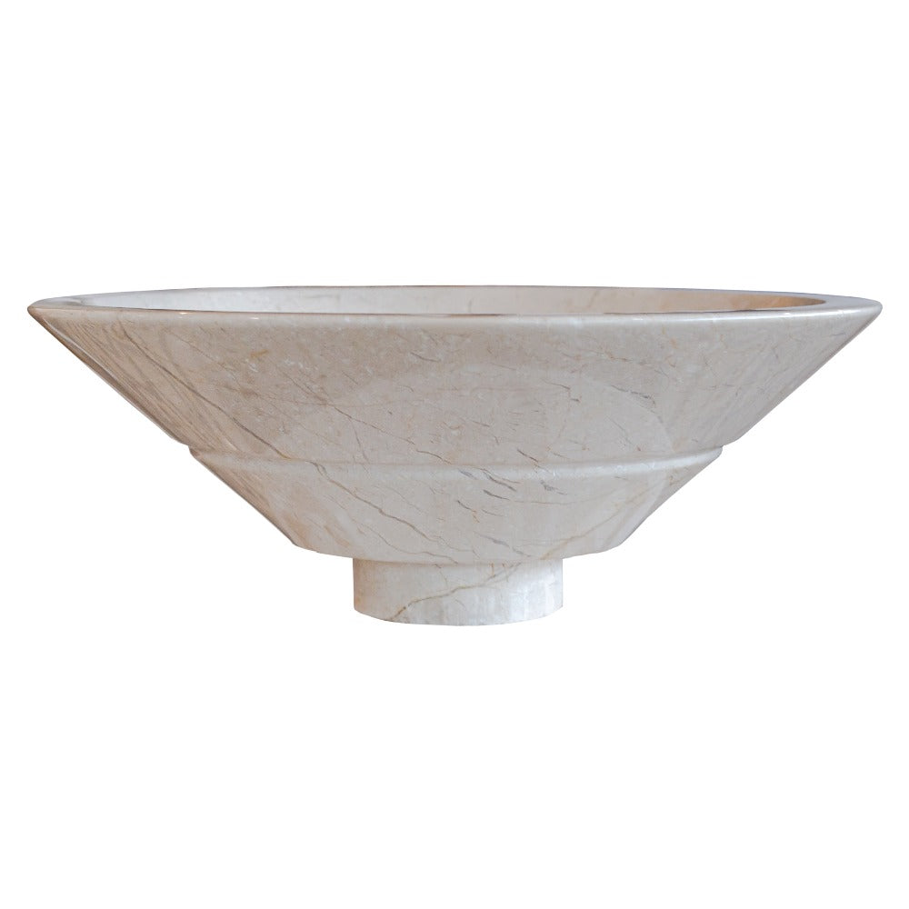 crema marfil marble natural stone tapered sink high gloss polished SKU NTRVS37 Size (D)16" (H)6" side view product shot