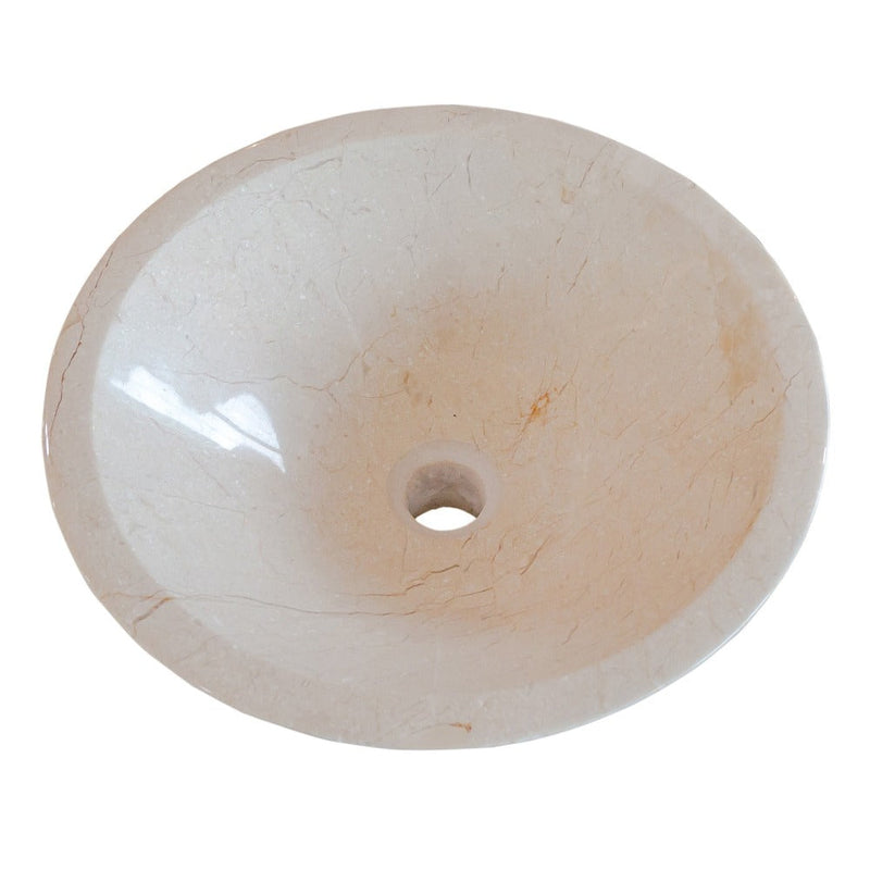 crema marfil marble natural stone tapered sink high gloss polished SKU NTRVS37 Size (D)16" (H)6" side view product shot