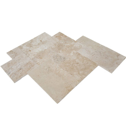 denizli beige antique pattern tile brushed chiseled unfilled SKU-20020083 angle view