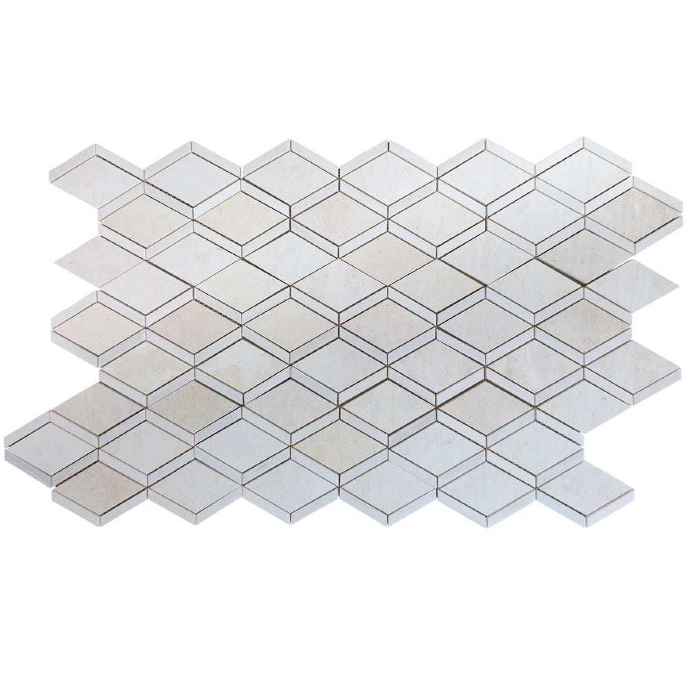 diamond beige marble and dolomit mosaic tile SKU-20024040 multi top view