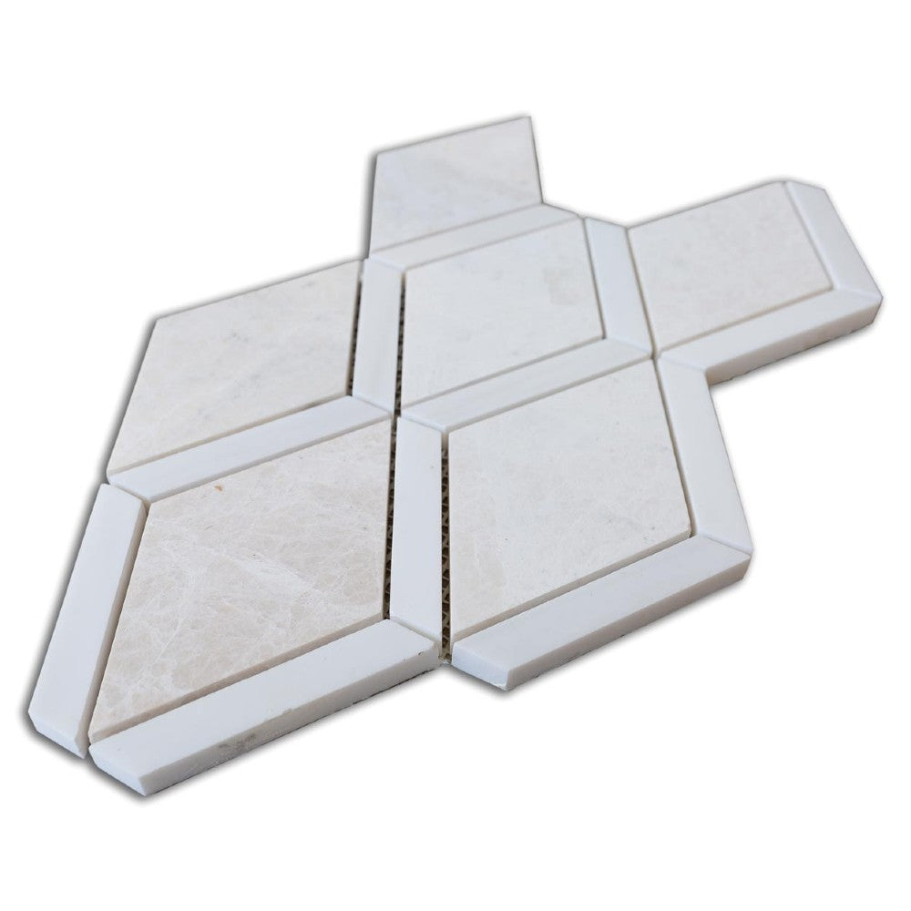 diamond beige marble and dolomit mosaic tile SKU-20024040 angle view