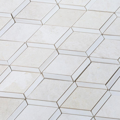 diamond beige marble and dolomit mosaic tile SKU-20024040 close view