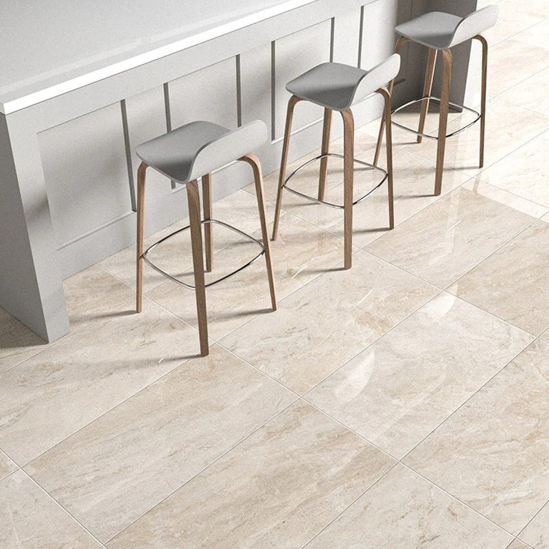 Diana Royal Beige Marble Polished Floor and Wall Tile SKU-31731516 installed on kitchen floor