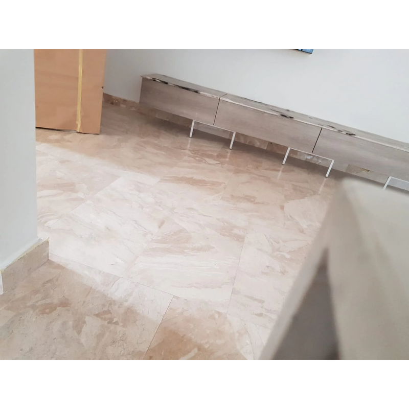 Diana Royal Beige Marble Polished Floor and Wall Tile-Large Format SKU-31731524 ınstalled on floor