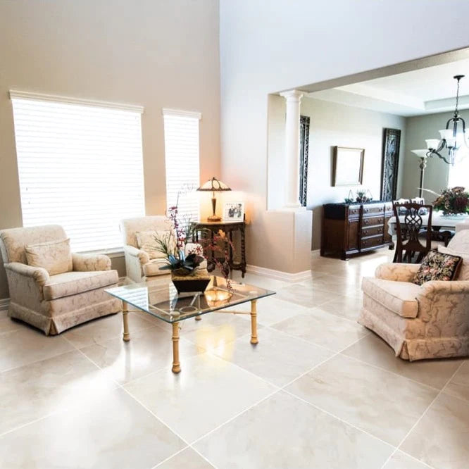 French Vanilla Cream Harmony Marble Floor and Wall Tile SKU-MTFVCH24x24P Installed view