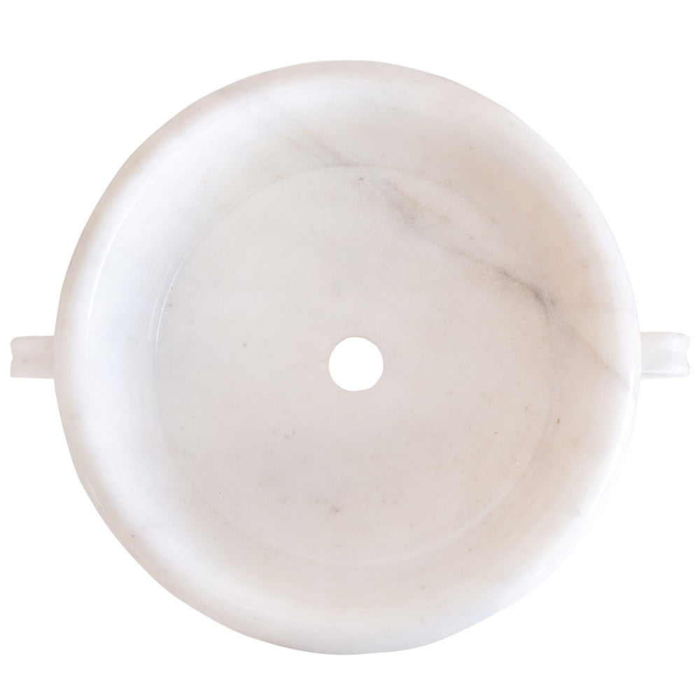 gobek natural stone white marble vessel sink bowl polished SKU NTRVS20 size (D)17" (H)6" top view product shot