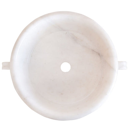 gobek natural stone white marble vessel sink bowl polished SKU NTRVS20 size (D)17" (H)6" top view product shot