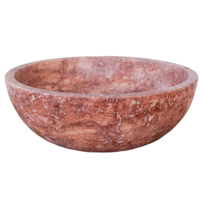 gobek red travertine natural stone vessel sink honed matte SKU NTRVS15 size (D)16" (H)6" side view product shot