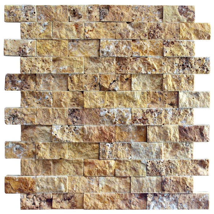 Travertine Gold Split Face Mosaic Tile
