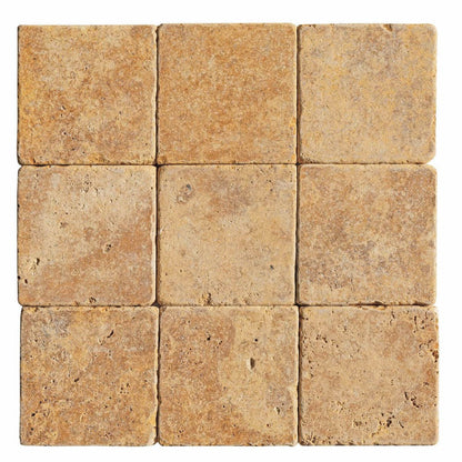 gold yellow tumbled travertine tiles SKU-20012439