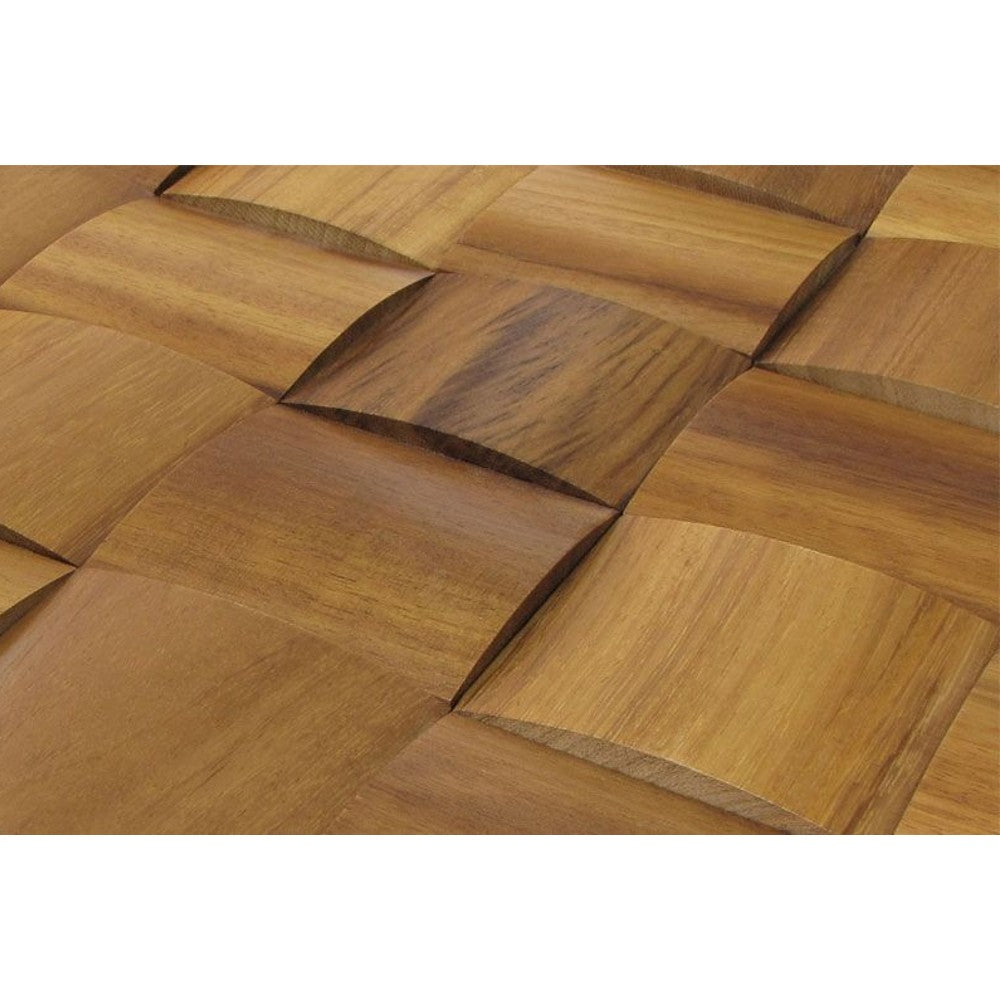 Iroko Square Pattern Design Wood Mosaic Tiles