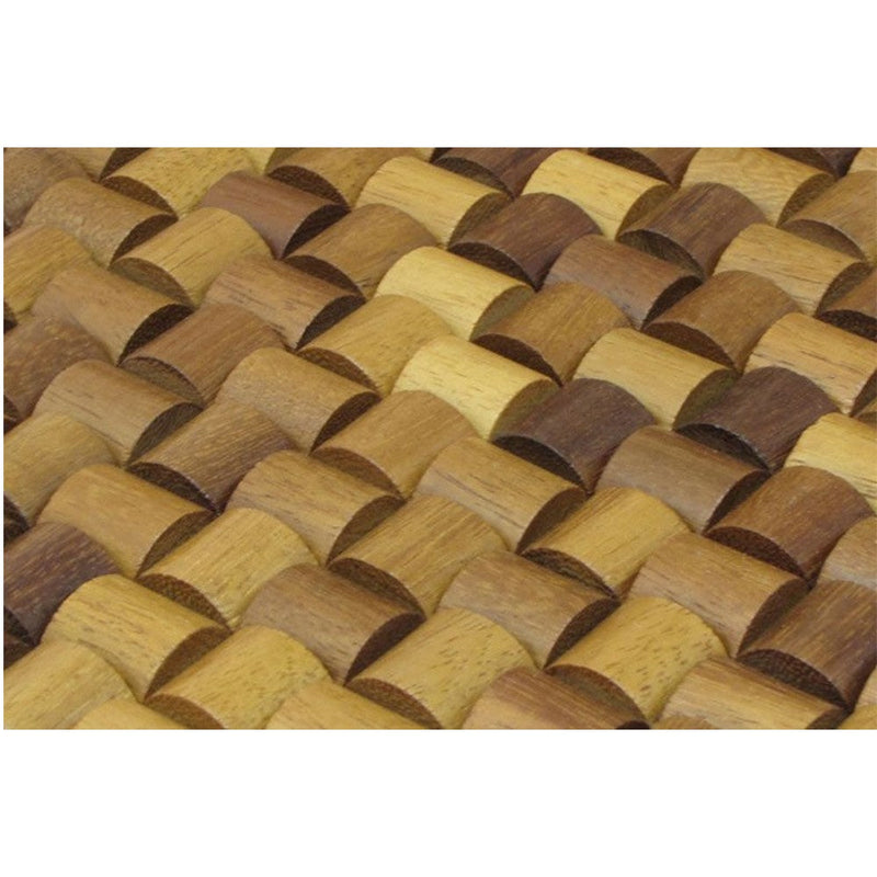 Iroko Square Pattern Design Wood Mosaic Tiles