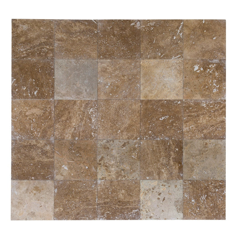 kesir noce rustic travertine tile honed and filled 18x18 SKU-10074422 multi view