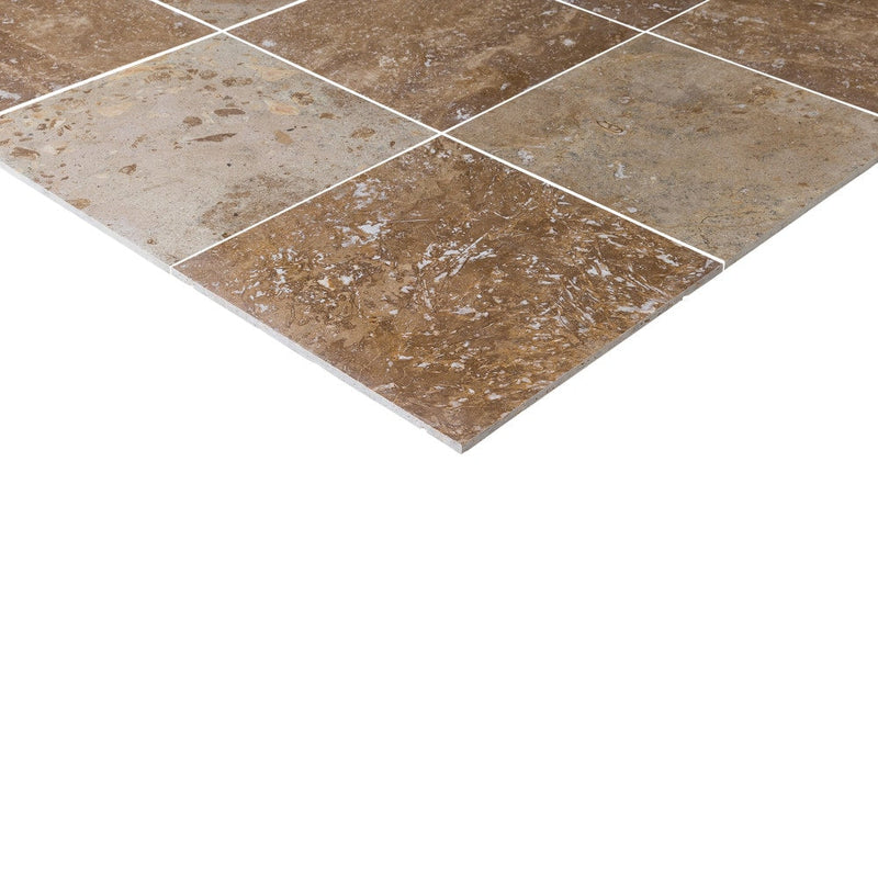 kesir noce rustic travertine tile honed and filled 18x18 SKU-10074422 corner view