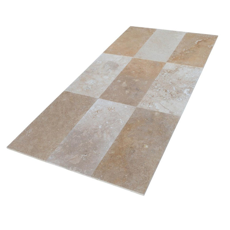 lidia antique travertine tile size 12''x24'' surface polished filled edge straight SKU-20020067 product shot angle view