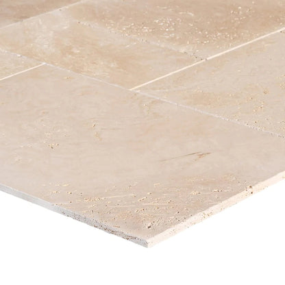 Light Beige Premium Travertine Tiles Antique Pattern Tumbled SKU-LBTPAPTUM corner view