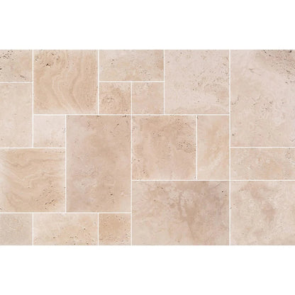 Light Beige Premium Travertine Tiles Antique Pattern Tumbled SKU-LBTPAPTUM with joint