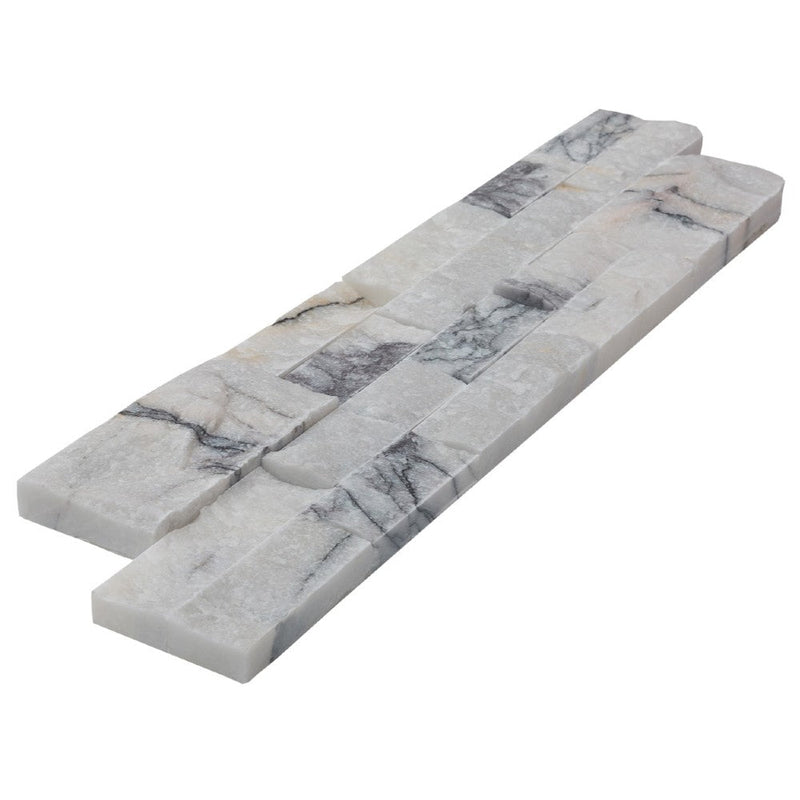 lilac marble stacked stone ledger panel size 6"x24" surface split face SKU-20012460 product shot angle iew