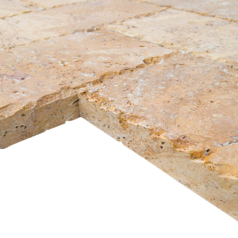 meandros gold yellow travertine pavers surface honed size 12"x12" thickness 1 1/4" edge straight SKU-20020073