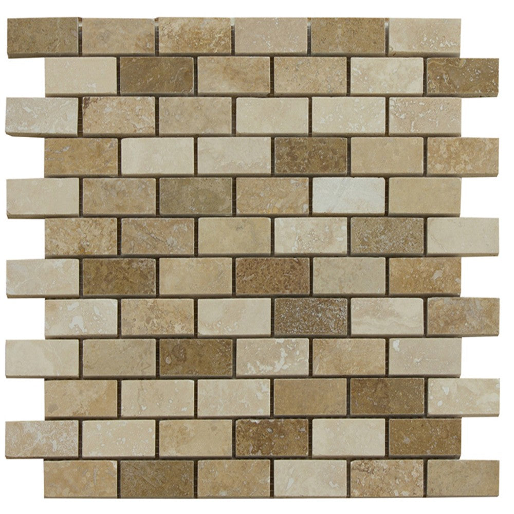 mixed beige walnut noce travertine tile mesh size 12x12-surface honed filled-SKU-10081280 mesh view