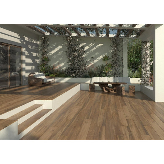 Color Body Porcelain Floor and Wall Tile 8"x48" Matte SKU-HS905402 garden view