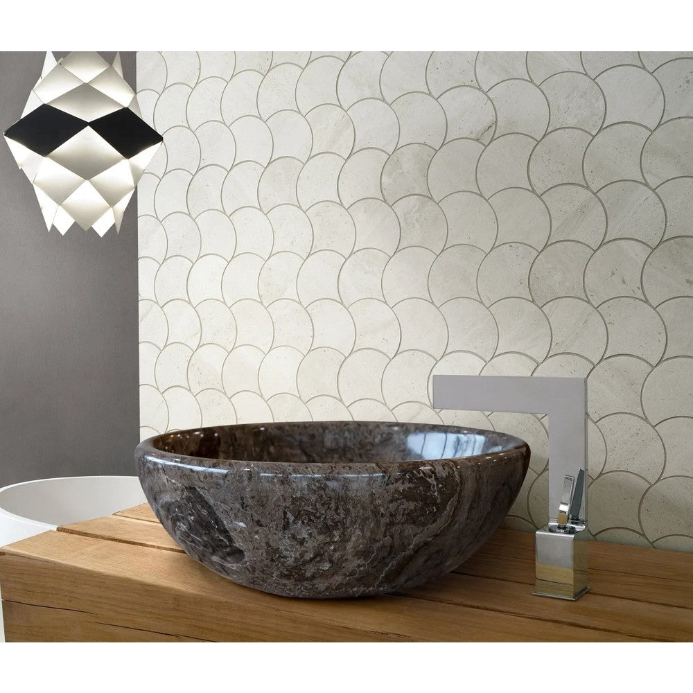 Narcist Brown Natural Stone Marble Vessel Sink High-Gloss Polished  (D)16" (H)6"