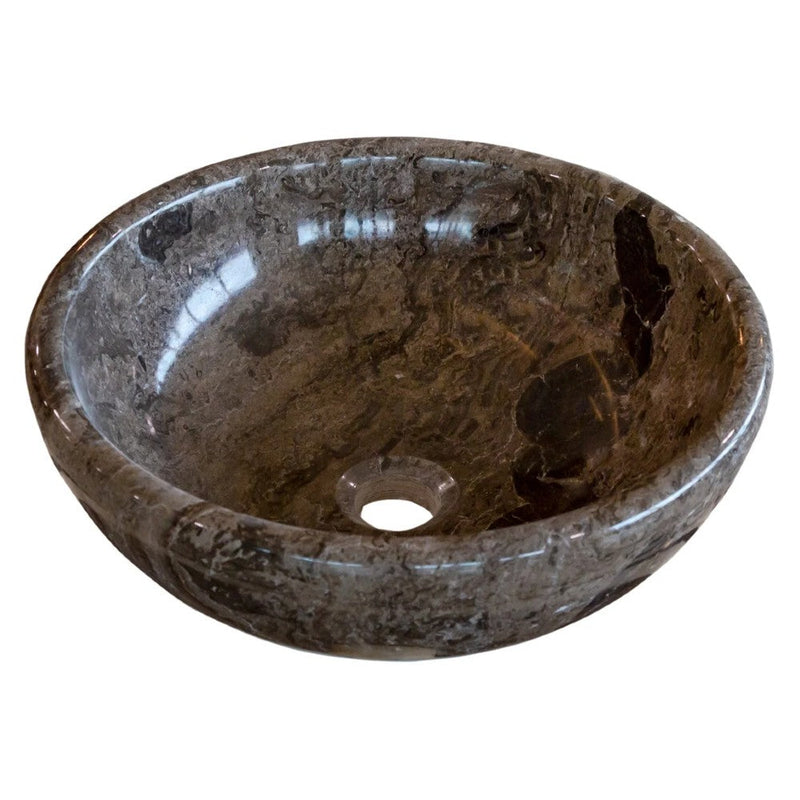 Narcist Brown Natural Stone Marble Vessel Sink High-Gloss Polished  (D)16" (H)6"