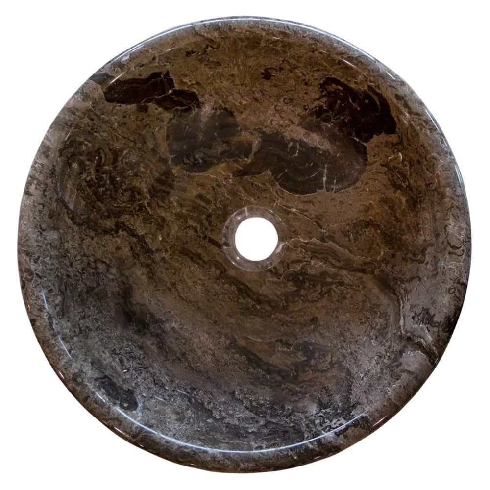 Narcist Brown Natural Stone Marble Vessel Sink High-Gloss Polished  (D)16" (H)6"
