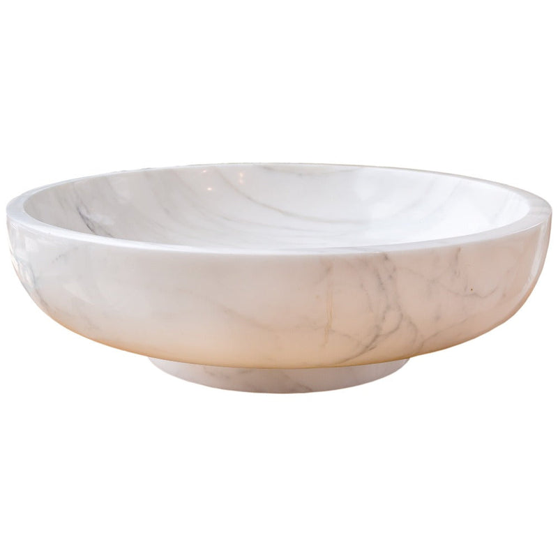 natural stone calacatta white marble vessel sink bowl polished SKU NTRVS10 size (D)19" (H)6" side view product shot