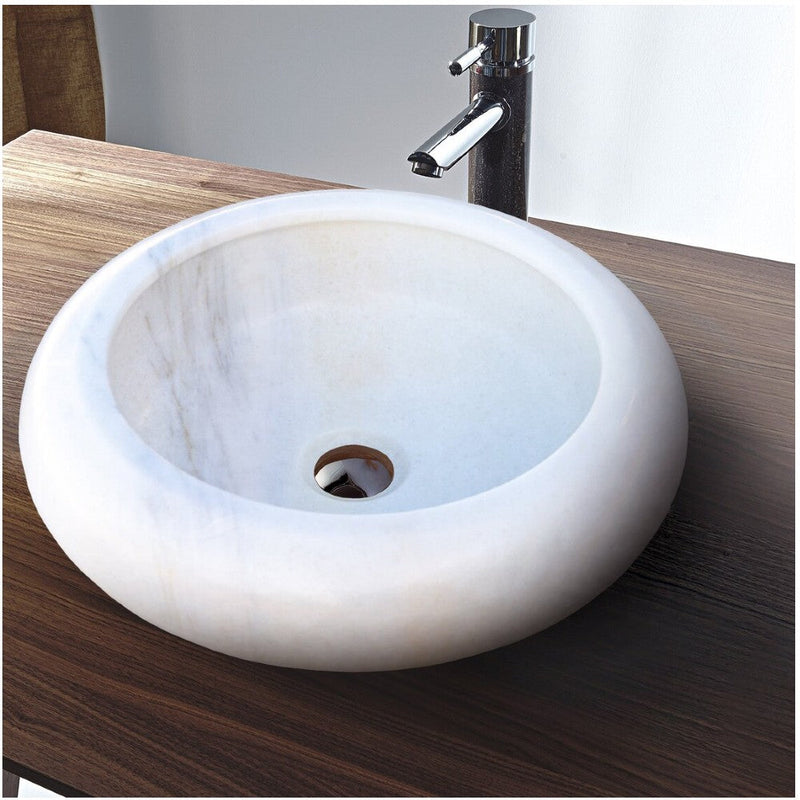 natural stone marble carrara white vessel sink surface polished size (D)15.5" (H)6" SKU TMS16 bathroom view