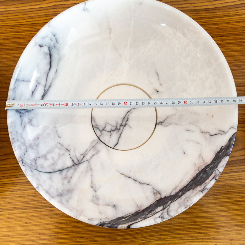 new york marble natural stone above counter sink polished SKU NTRVS23 Size (D):15.5" (H):4.5" diameter measure view