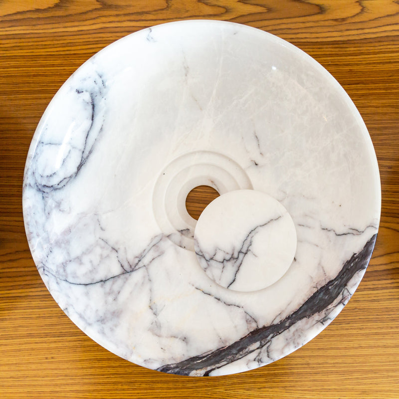 new york marble natural stone above counter sink polished SKU NTRVS23 Size (D):15.5" (H):4.5" side view product shot