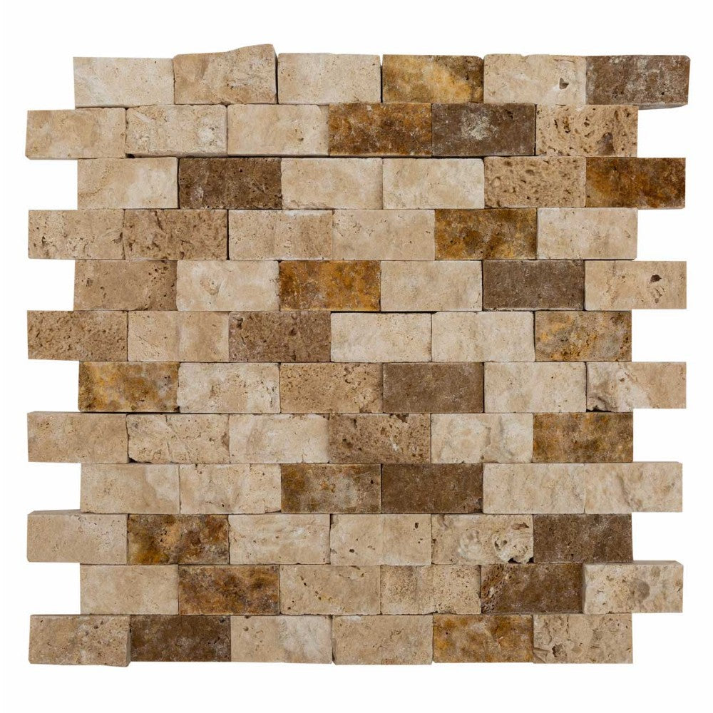 Noce Beige Gold Splitface Travertine Mosaics