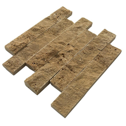 noce split face travertine mosaics 2x4 SKU-20012405 angle view