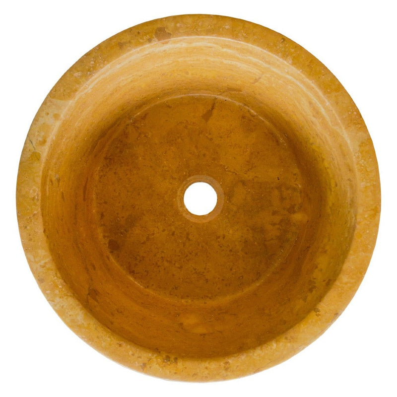 oasis gold travertine natural stone tapered sink honed filled size (D)16" (H)6" SKU-NTRSTC41 products shot top view