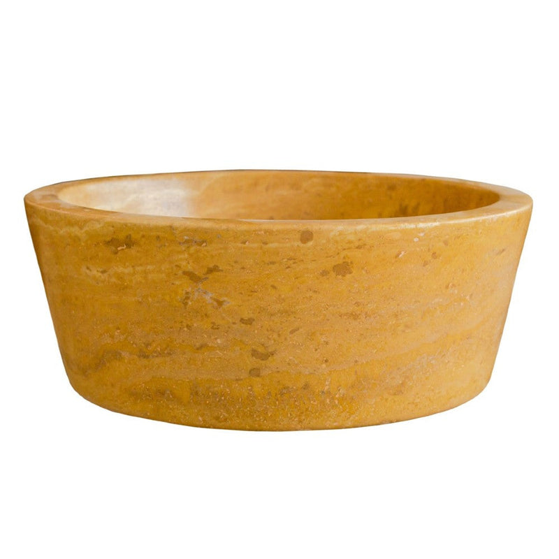 oasis gold travertine natural stone tapered sink honed filled size (D)16" (H)6" SKU-NTRSTC41 products shot front view