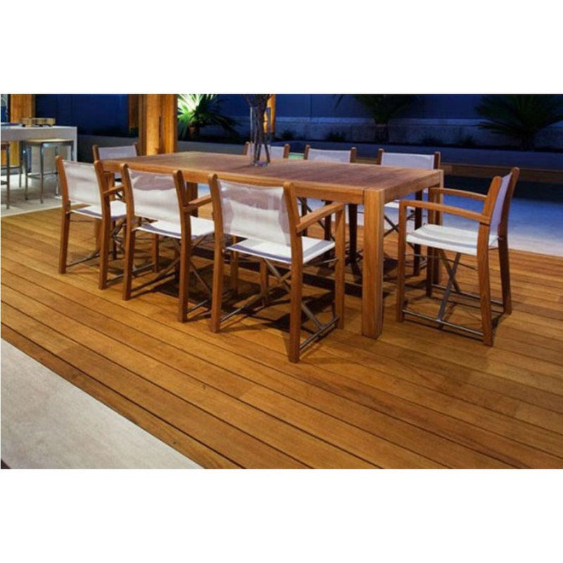 opus burmese teak wood decking 3.75"x33.5" SKU 972010 installed on patio dinner room